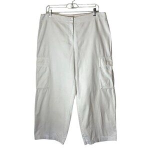 Eileen Fisher Cargo Pants Women Medium White Cotton Blend Cropped Designer